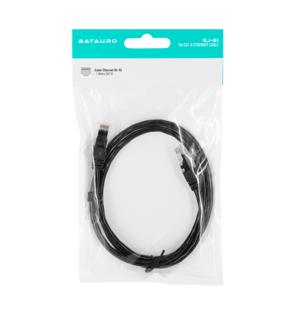 Cable de Red Batauro Cat6 24AWG 7/0.20CCA PVC 1 Metro Negro