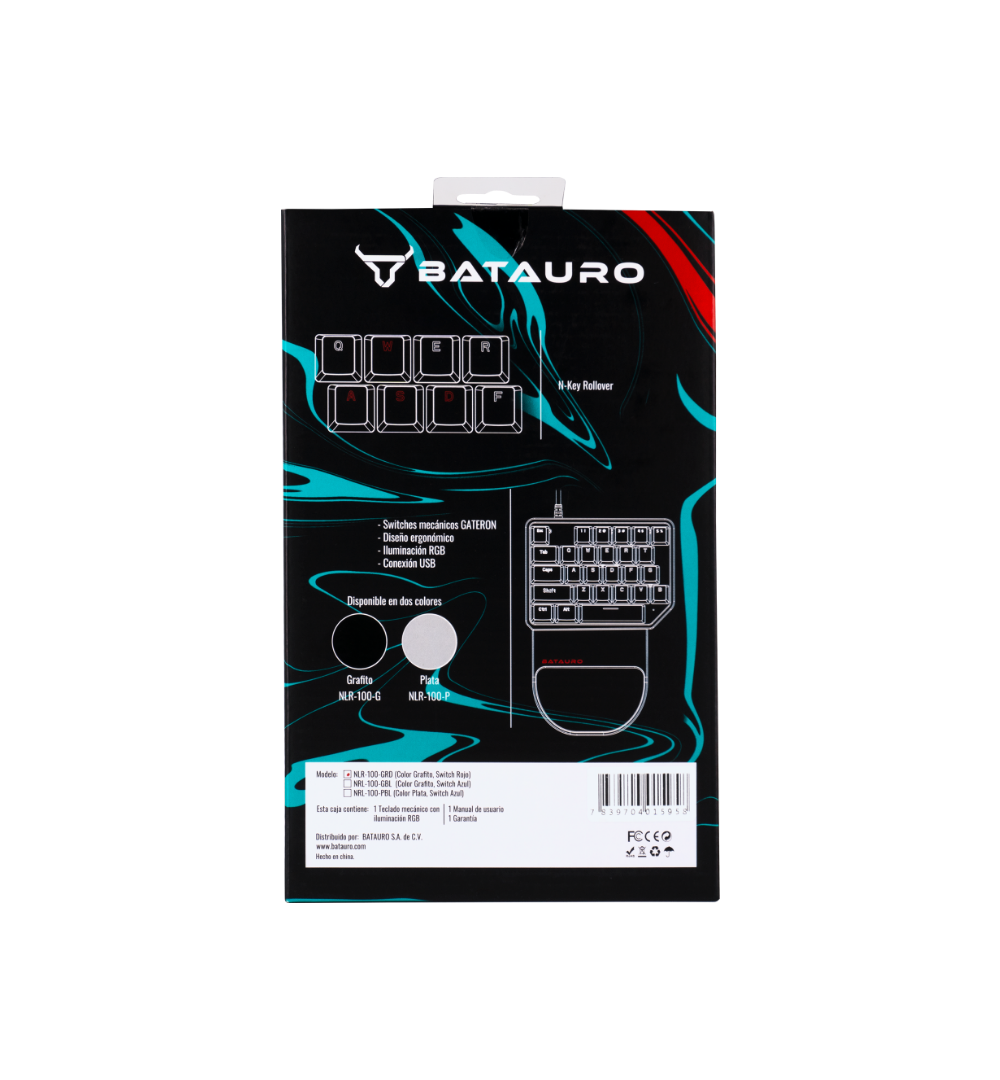 Nelore - Teclado Gamer Batauro Mecanico Switches Gateron RED, Grafito