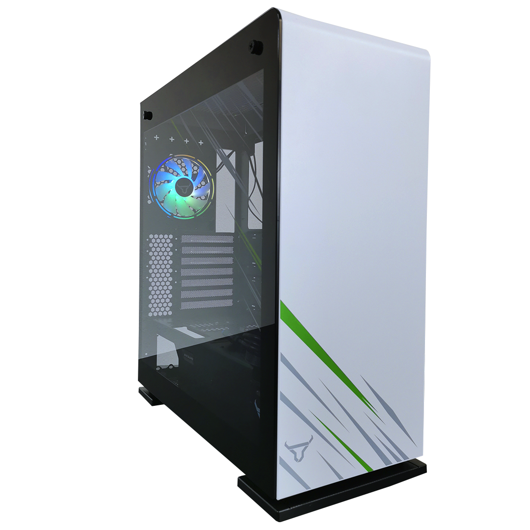 Artcas WGR - Full ATX ARGB Dual Ring USB 3.0 Vidrio Templado Dual Blanco Verde