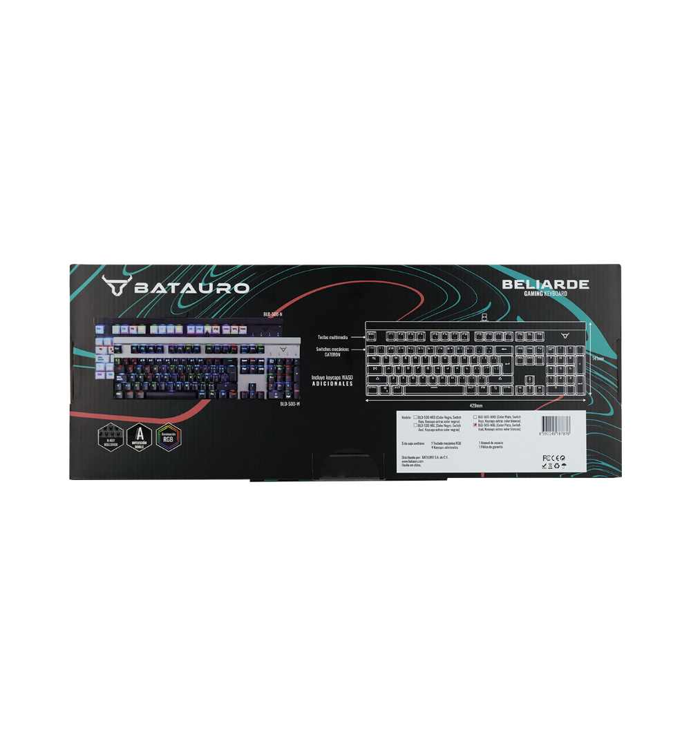 Boskar - Teclado Gamer Batauro Mecánico 75% Switch Blue Bluetooth Azul