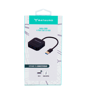 Hub USB Batauro 4 x USB 3.0 HUB Fast Charger BC 1.2 Negro