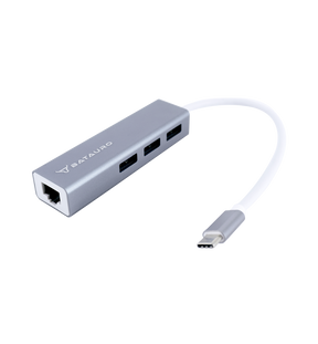 Hub USB-C Batauro 4 x USB 3.0 1 x PD Negro