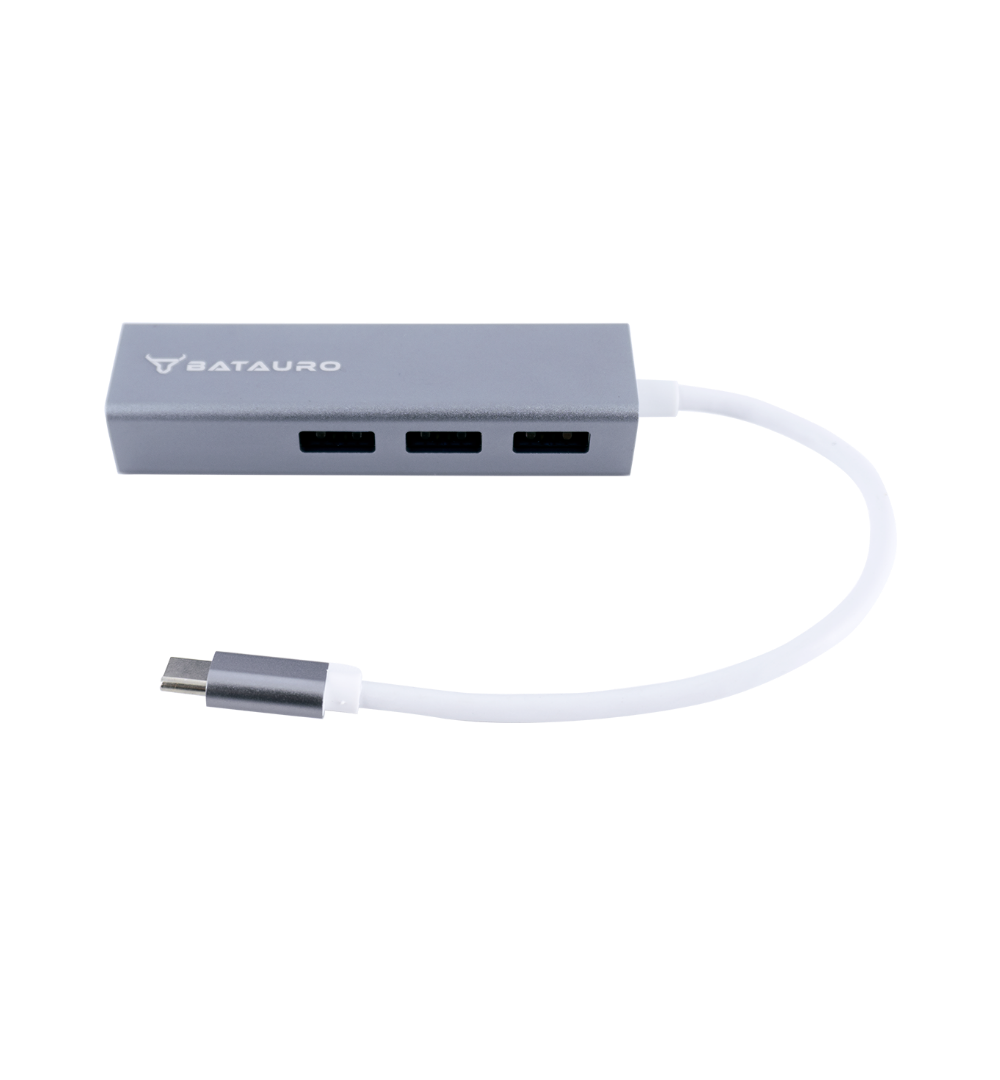 Hub USB-C Batauro 3 x USB3.0 1 x LAN 1000M Gris