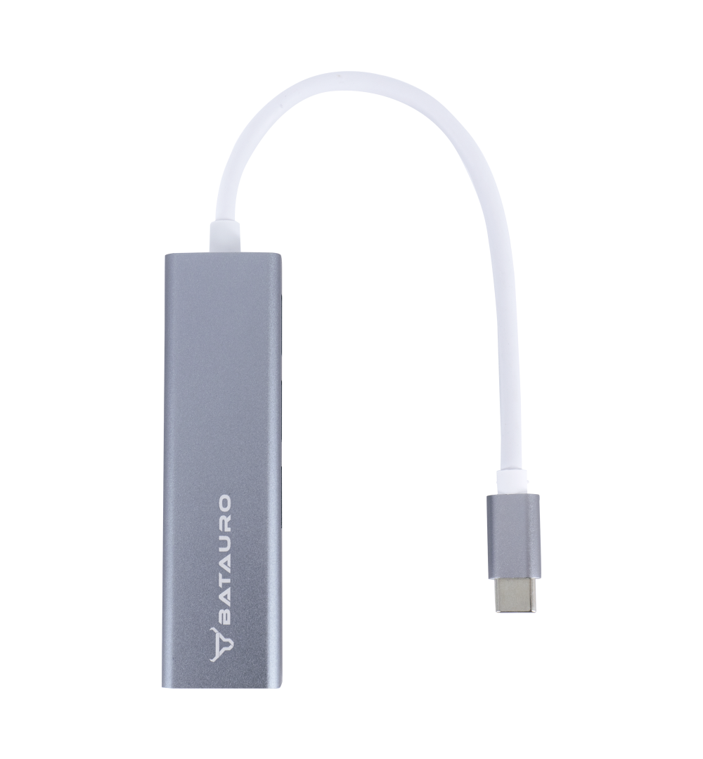 Hub USB-C Batauro 3 x USB3.0 1 x LAN 1000M Gris