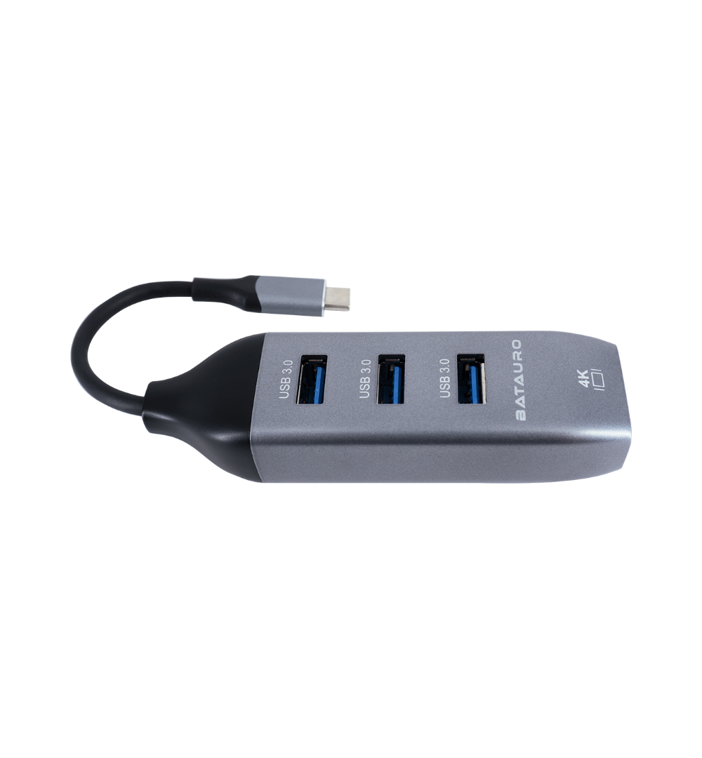 Hub USB-C Batauro 4 x USB 3.0 1 x PD Negro