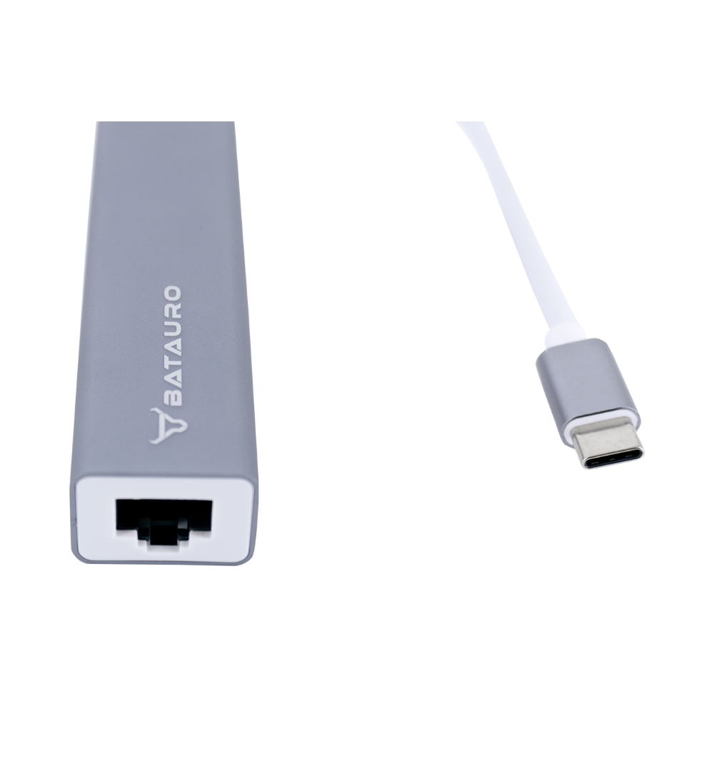 Hub USB-C Batauro 3 x USB3.0 1 x LAN 1000M Gris