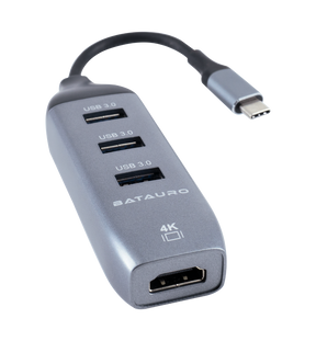 Hub USB-C Batauro 4 x USB 3.0 1 x PD Negro