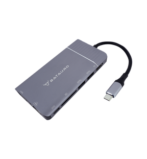 Hub USB-C Batauro 1 x HDMI 1 x VGA 2 x USB 3.0 1 x PD 1 x LAN 1 x SD 1 x 3.5mm Gris