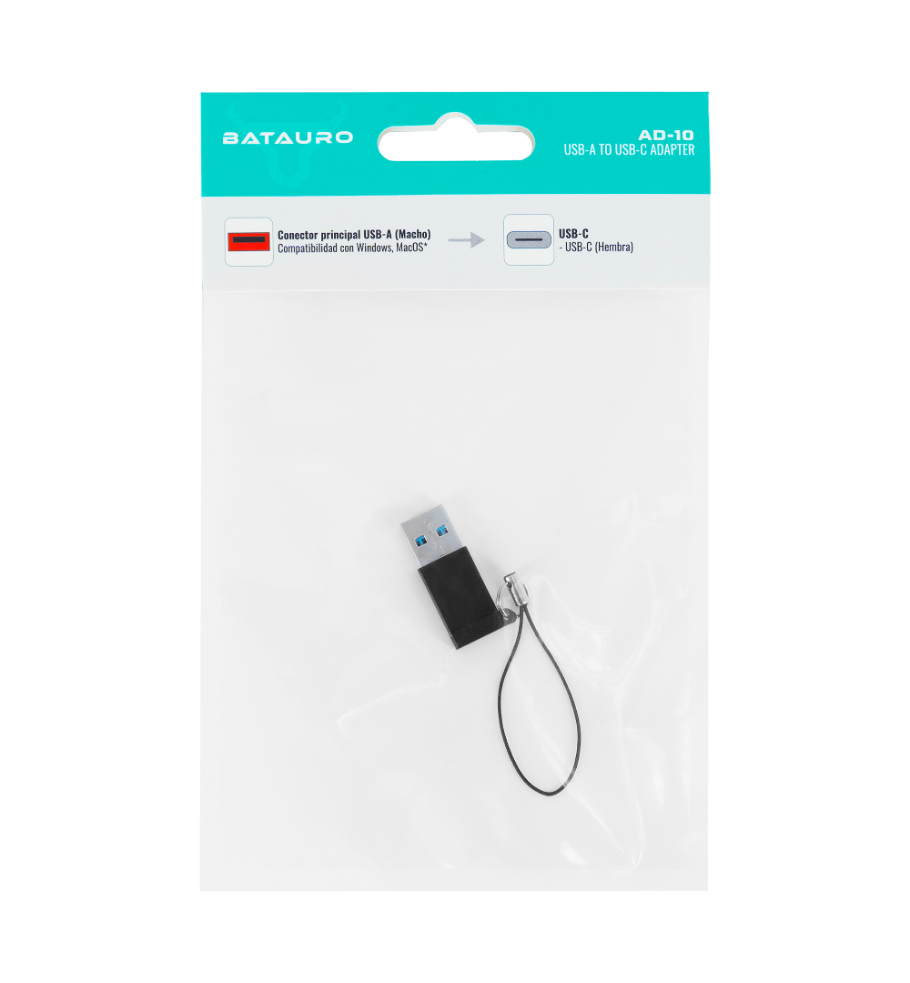 Adaptador de Datos Batauro USB 3.0 a USB-C Negro