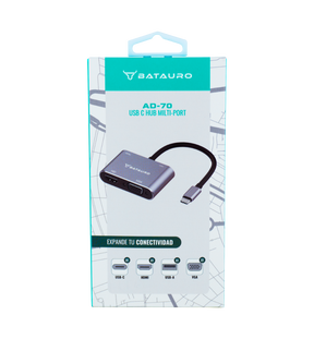 Hub USB-C Batauro 1 x HDMI 1 x VGA 1 x USB 1 x PD Gris