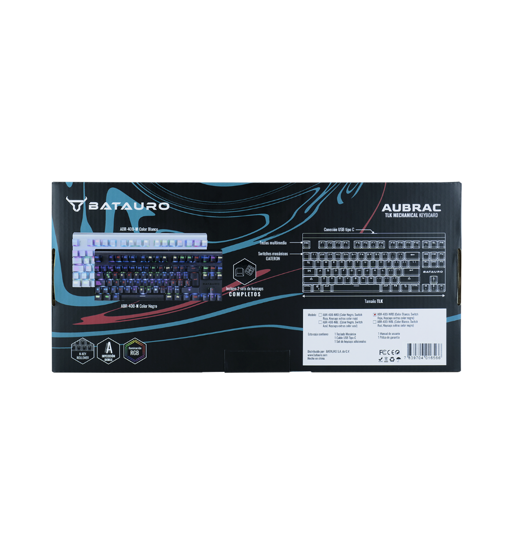 Aubrac - Teclado Gamer Batauro TKL Aurbac Mecánico Switch Red / Blanco