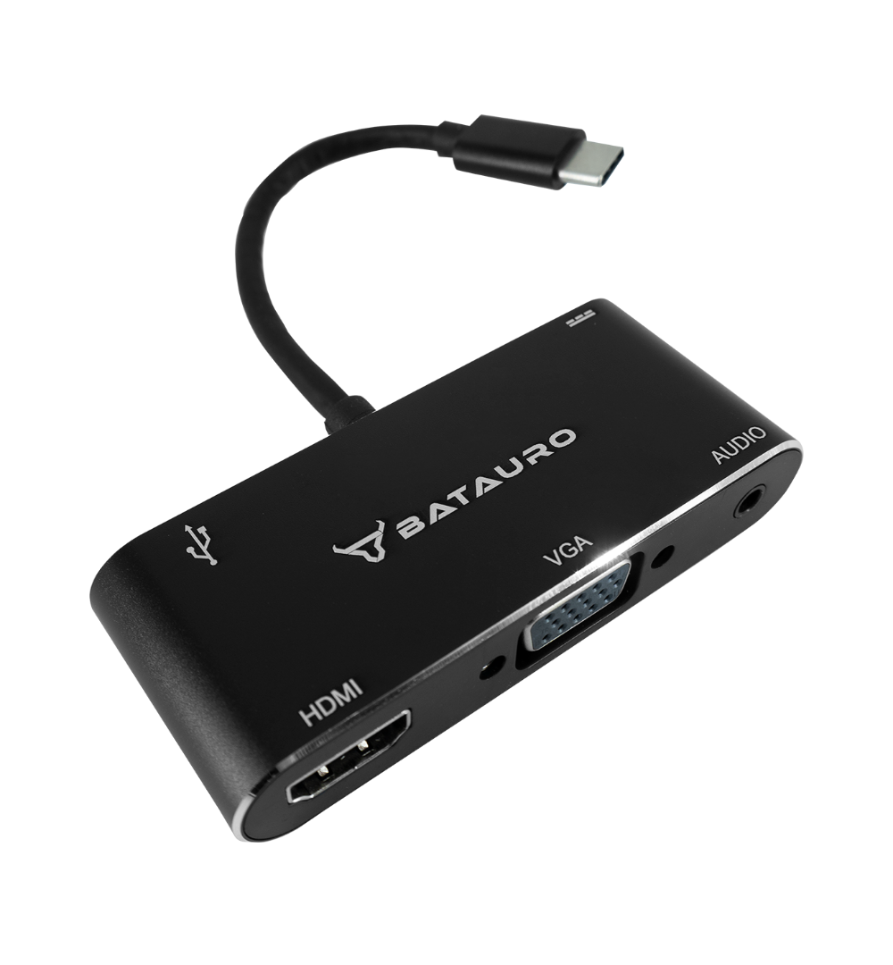 Hub USB-C Batauro 1 x HDMI 1 x VGA 1 x 3.5mm 1 x USB 3.0 1 x PD Negro