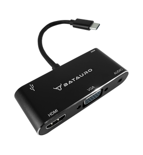 Hub USB-C Batauro 1 x HDMI 1 x VGA 1 x 3.5mm 1 x USB 3.0 1 x PD Negro