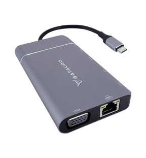 Hub USB-C Batauro 1 x HDMI 1 x VGA 2 x USB 3.0 1 x PD 1 x LAN 1 x SD 1 x 3.5mm Gris