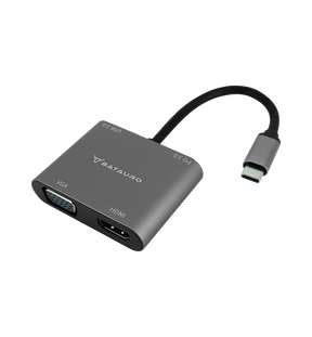 Hub USB-C Batauro 1 x HDMI 1 x VGA 1 x USB 1 x PD Gris