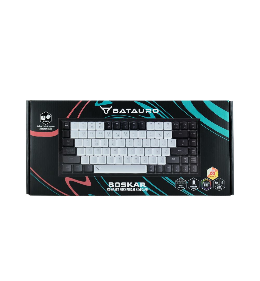 Boskar - Teclado Gamer Batauro Mecánico 75% Switch Red Bluetooth Negro