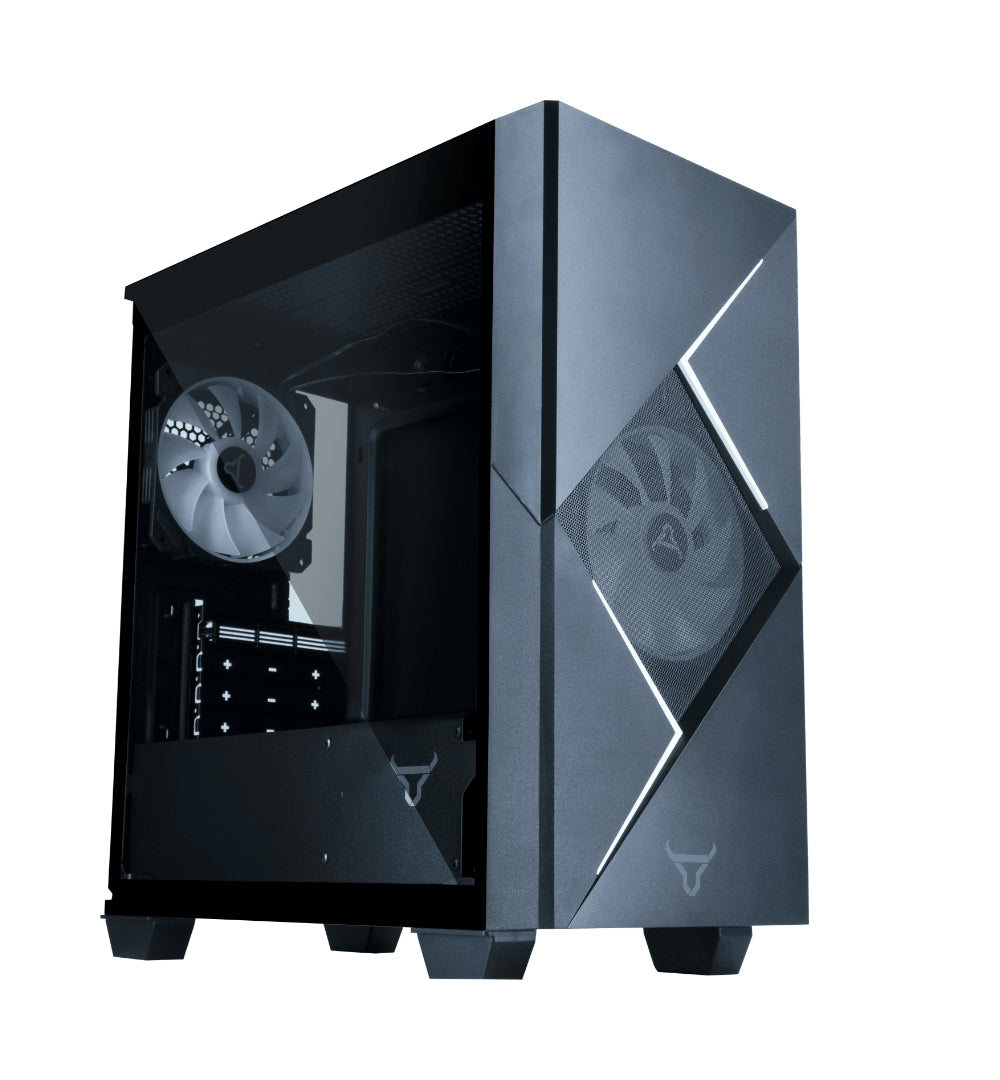 Gabinete Batauro Enfiniti Micro ATX ARGB Dual Ring USB 3.0 Vidrio Templado Negro incluye Fuente 450W