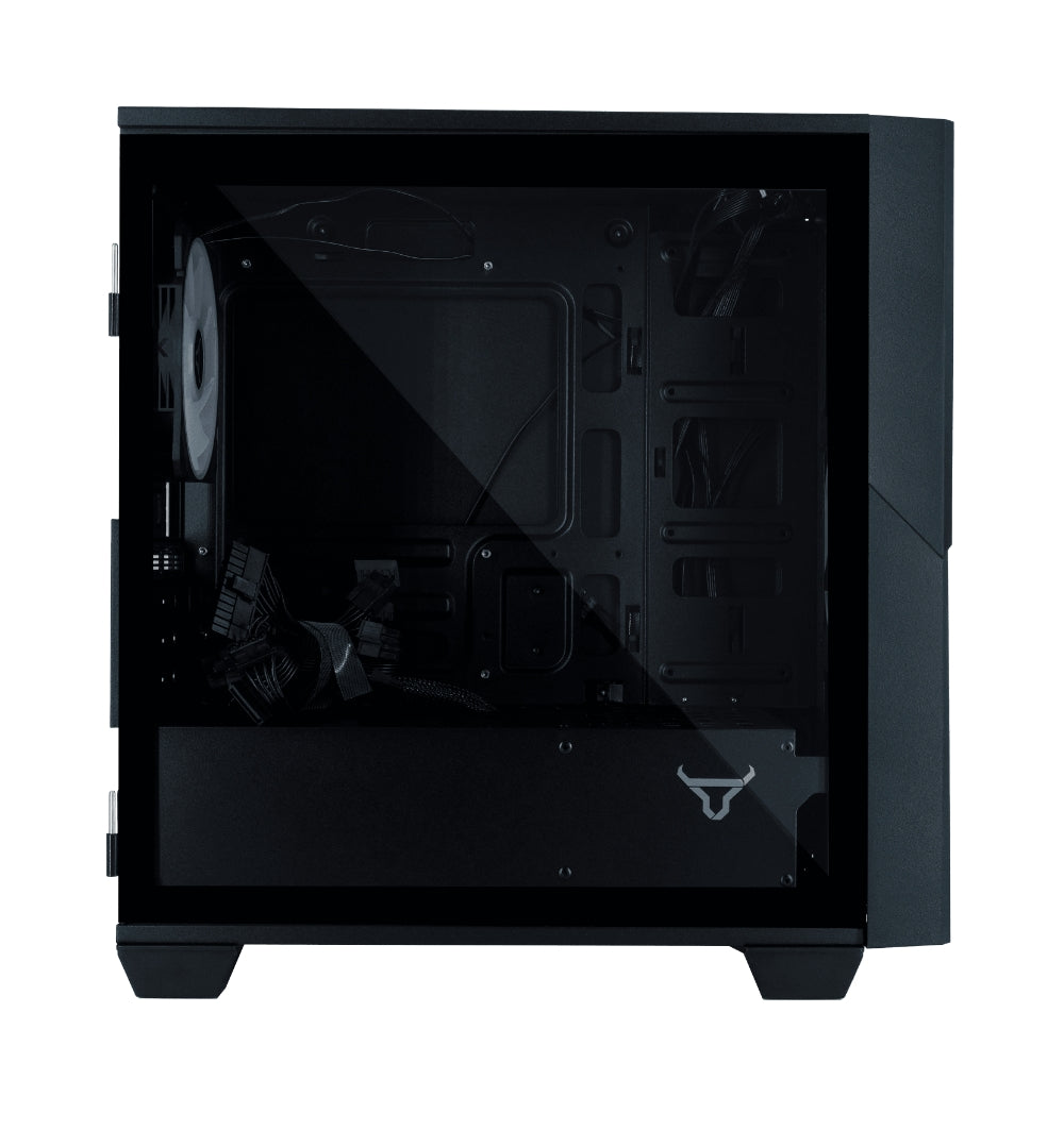 Gabinete Batauro Enfiniti Micro ATX ARGB Dual Ring USB 3.0 Vidrio Templado Negro incluye Fuente 450W