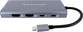 Descripción Hub USB-C Batauro 1 x HDMI 1 x VGA 2 x USB 3.0 3 x USB-C 1 x PD 1 x SD 1 x Micro SD 1 x 3.5mm Gris