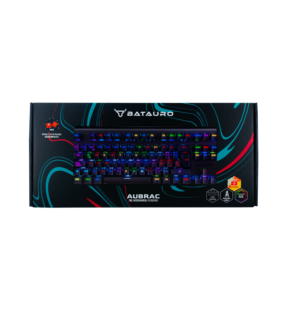 Aubrac - Teclado Gamer Batauro Mecánico Switches Gateron Rojos / Negro