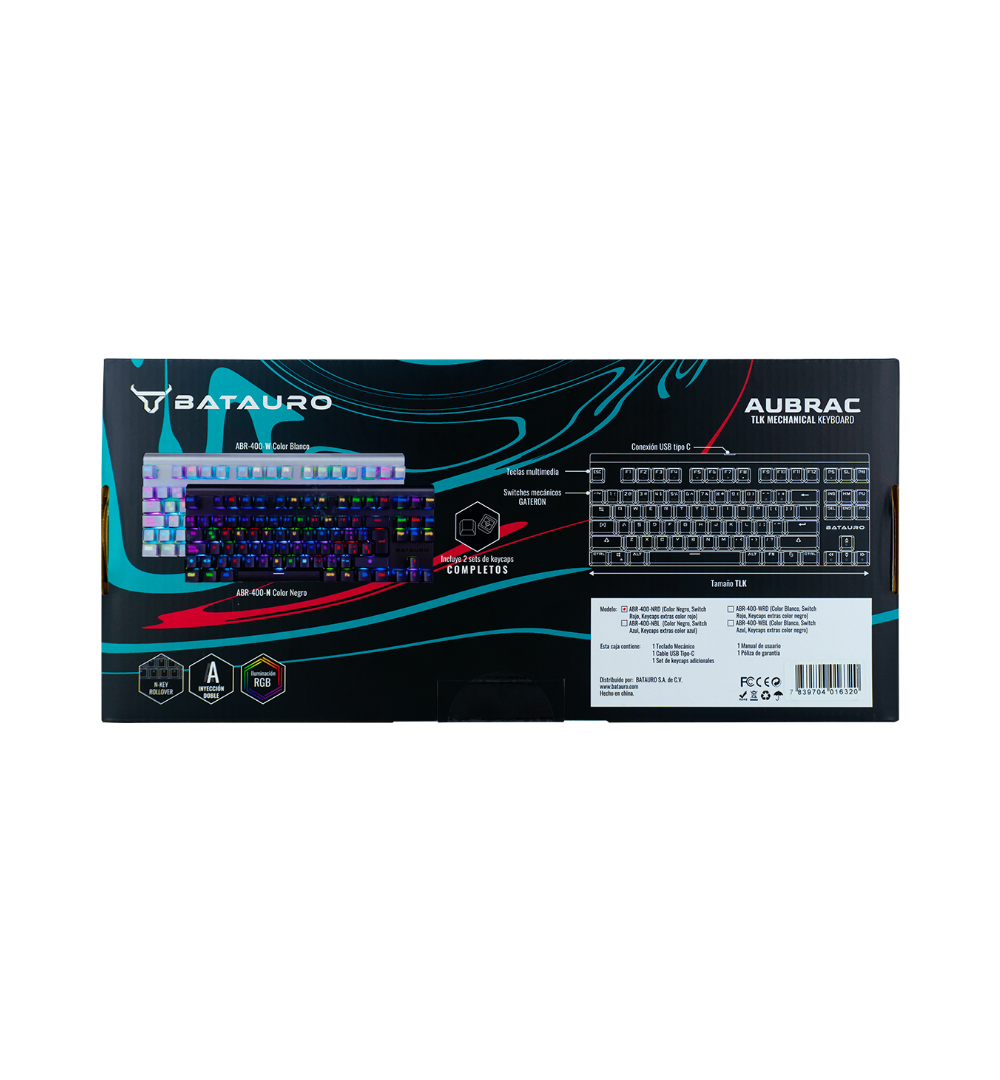 Aubrac - Teclado Gamer Batauro Mecánico Switches Gateron Rojos / Negro