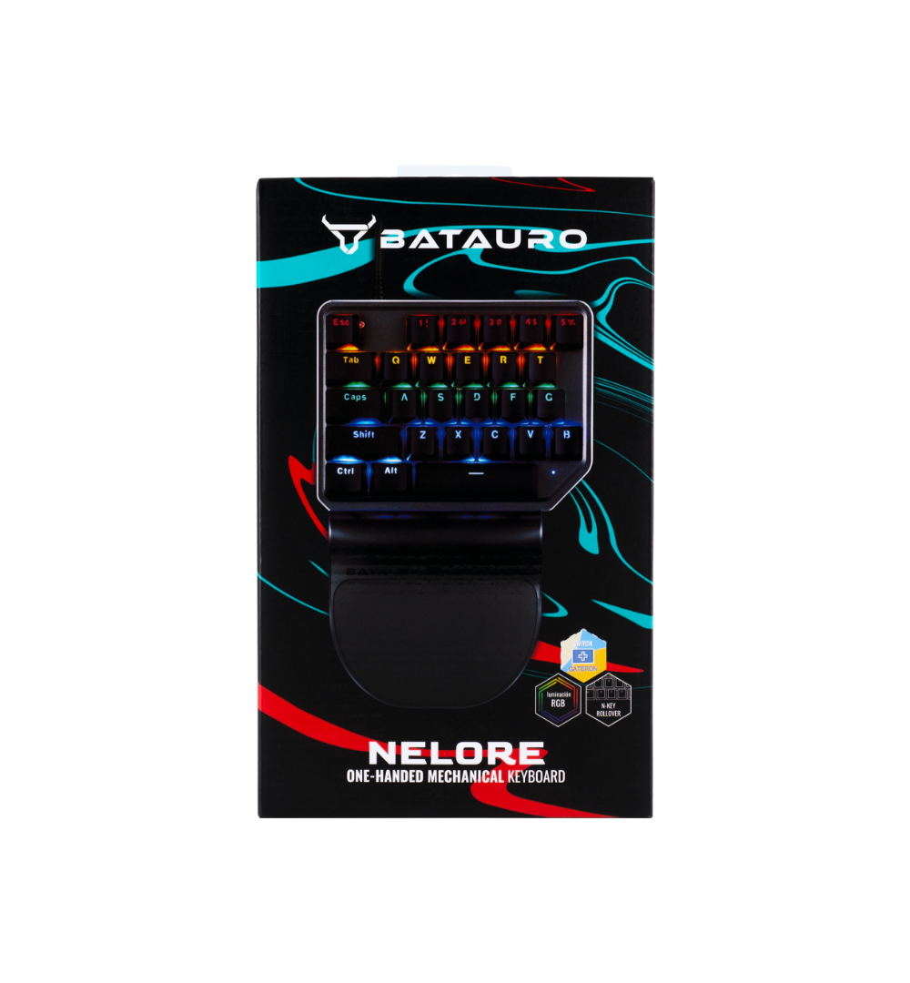 Nelore - Teclado Gamer Batauro Mecanico Switches Gateron RED, Grafito